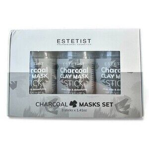 Set of 3 Charcoal Clay Mask Sticks - Purifying Face Mask Deep Pore Cleanser